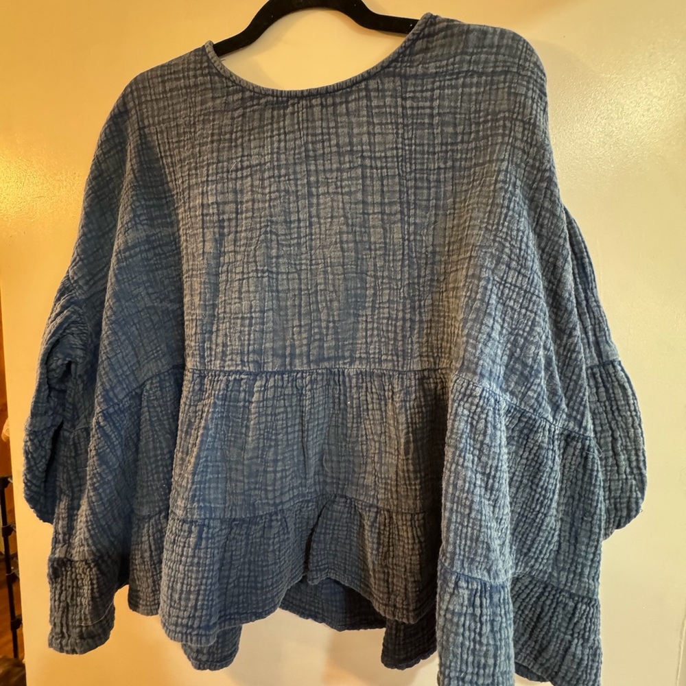 Jaded Gypsy Gauze Mineral Washed Navy Blue  Blouse